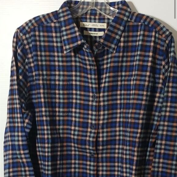 𝅺WOOLRICH Sz small S pemberton flannel shirt button down plaid - Picture 2 of 10